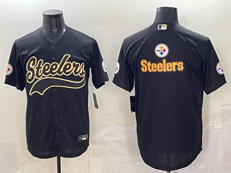 Men 2025 Nike Pittsburgh Steelers Blank Black Joint Name  Limited NFL Jersey style 051